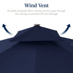 Best Choice Products 12x12ft 2-Tier Square Outdoor Solar LED Cantilever Umbrella w/ 360-Rotating Base   Navy Blue