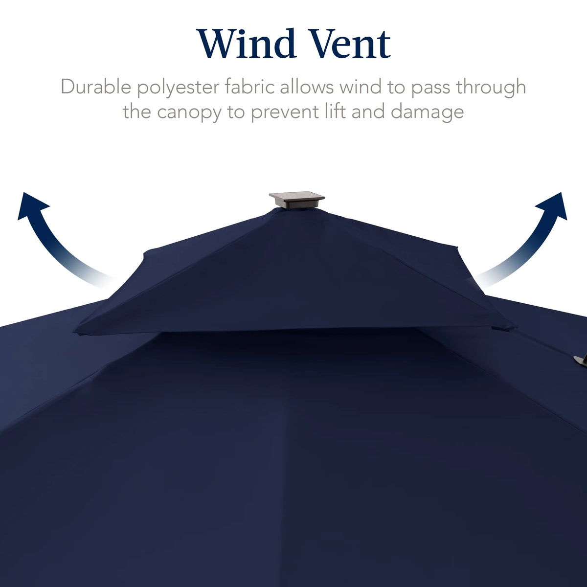 Best Choice Products 12x12ft 2-Tier Square Outdoor Solar LED Cantilever Umbrella w/ 360-Rotating Base   Navy Blue