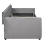 Twin Size Daybed with 2 Storage Drawers, Tufted Upholstered Sofa Bed Frame with and Wood Slat Support, Perfect for Bedroom, Gray