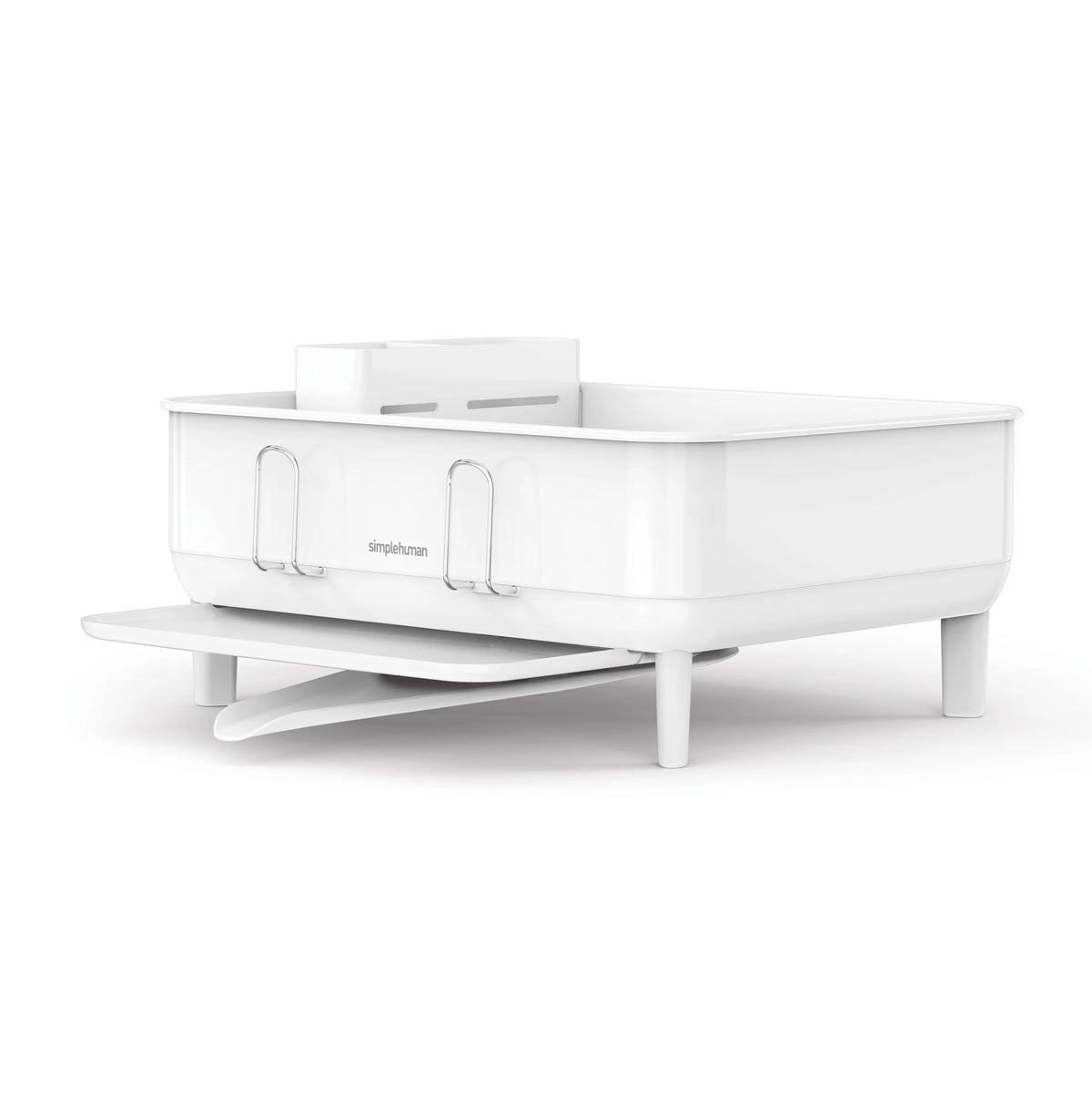 simplehuman Kitchen Dish Drying Rack, Fingerprint-Proof Stainless Steel Frame, Grey Plastic