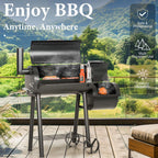 Summit Living Charcoal Grill with Offset Smoker 941 sq.in. Extra Large BBQ Grill Black