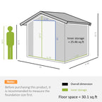 Outsunny 7' x 4' Metal Storage Shed Organizer, Garden Tool House with 4 Vents and 2 Sliding Doors for Backyard, Patio, Garage, Lawn, Dark Gray