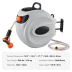 KFFKFF Retractable Hose Reel Water Hose Reel 130'x1/2" 180�� Swivel Wall Mount