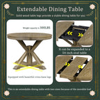 Besthome Farmhouse Extendable Round Kitchen Dining Room Table Set with Upholstered Chairs of 4, 5 Piece Round Dining Table Set with Extendable Table, Espresso
