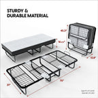 EconoHome Folding Bed with Mattress - 75x31 Cot Size Bed Frame - Portable Foldable Roll Away Adult Bed for Guest - 5-inch Thick Memory Foam Cot Mattress - Space Saving Fold Up Bed for Easy Storage