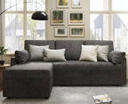 VANACC Sofa Bed, Adult Sleeper Sofa with Storage Chaise, Pull Out Couch for Bed Room, Gray Chenille