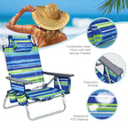 Costway 2-Pack Folding Backpack Beach Chair Table Set 5-Position Outdoor Reclining Chair Pink
