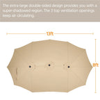 Topeakmart 13ft Patio Parasol Canopy with Crank, Tan