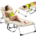 Slsy Folding Lounge Chair, 5-Position Adjustable Outdoor Reclining Chair, Folding Sleeping Bed Cot, Folding Chaise Lounge Chair for Pool Beach Patio Sunbathing