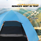 MADOG Set of 3 Camping Tent + Chairs, 4 Person Dome Tent and 2 Foldable Camping Chairs Combo with Cooler Bag and Cup Holder for Backpacking Hiking Traveling, Blue