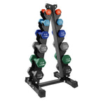 HolaHatha Neoprene Dumbbell Weight Set with Rack (Black), 112.5 lb