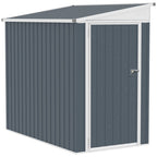 Outsunny 4' x 7.6' Storage Shed, Galvanized, Locking, Gray