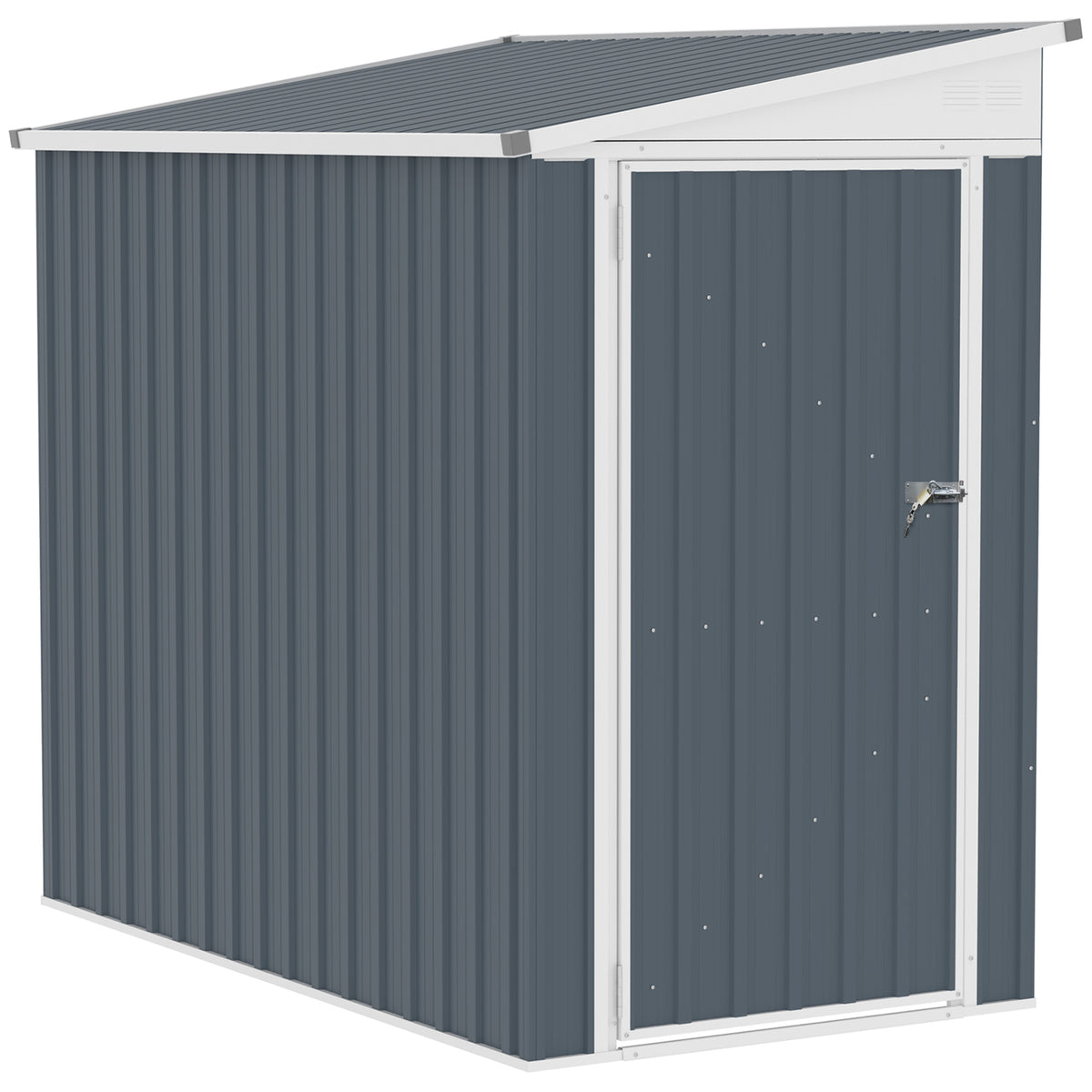 Outsunny 4' x 7.6' Storage Shed, Galvanized, Locking, Gray