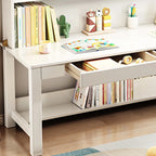 BALANBO Solid Wood Kids Desk and Chair Set with Hutch,Study Computer Desk with Drawers, Extra Large Two Person Study Desk Writing Table, Student White Desk with Bookshelf for Bedroom,Study Room,White