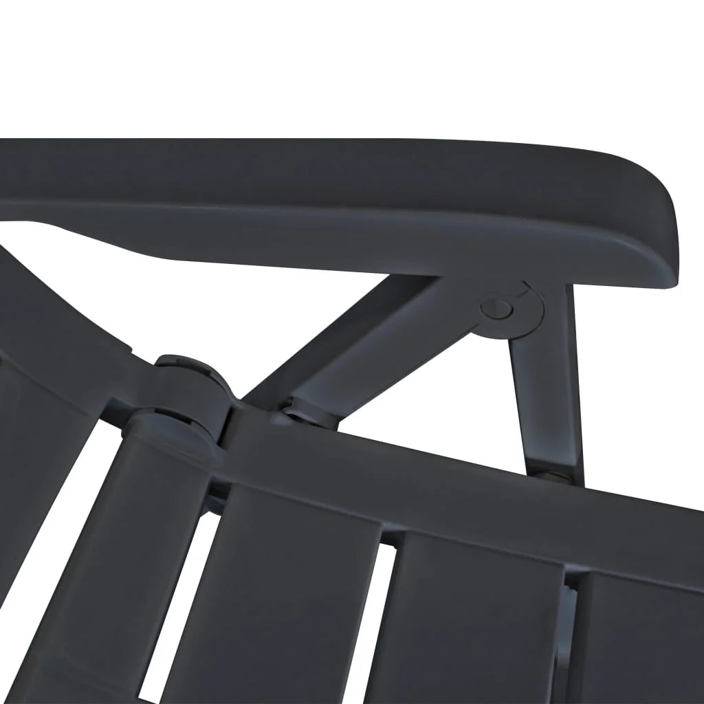 vidaXL Reclining Patio Chairs Outdoor Stack Dining Chair with Armrest Plastic