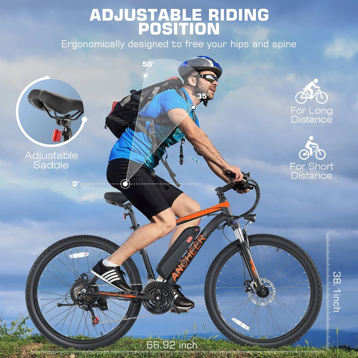 Vibespark Electric Bike, Electric Bike for Adults 26" EBike 500W Adult Electric Bicycle, 19.8MPH Electric Mountain Bike, 48V 7.8Ah Battery, Lockable Suspension Fork, Shimano 21 Speed, LCD Display