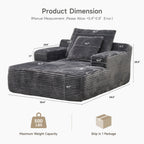 65" Corduroy Cloud Sleeper Chaise Lounge Chair, No Assembly Sofa Bed with Pillows, Beige