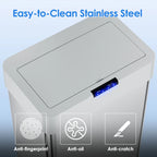 LAZY BUDDY 60 Liter / 16 Gallon Stainless Steel Motion Sensor Trash Can for Kitchen, Bathroom, Rectangular