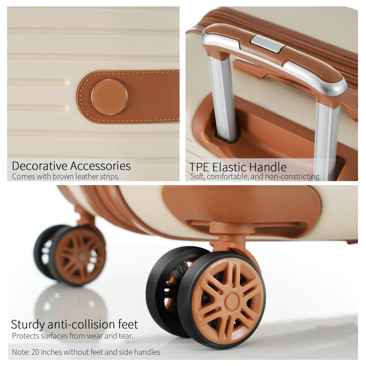 Luggage Sets,4-Piece Lightweight Suitcase Set with 4 Packing Cubes and TSA Lock, Hardshell Suitcases with Spinner Wheels, (16/20/24/28 ),Brown