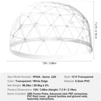 Garden Dome Tent House, Upgraded Garden Tent with PVC Transparent Cover and Window, Waterproof Outdoor Geodesic Dome Camping Shelter for Patio