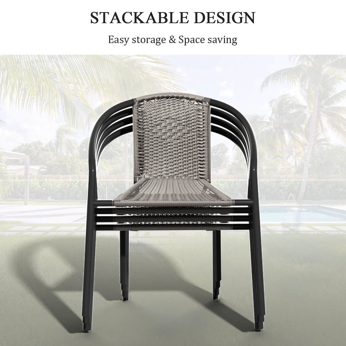 Gaildon Pack Medium Brown Rattan Indoor-Outdoor Restaurant Stack Chair | Versatile and Stylish Seating