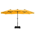Summit Living 15 FT Double-Sided Solar Patio Umbrella with Base Large Outdoor Umbrella with LED Solar Lights - Haze Blue