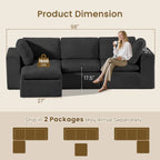 Cloud Sectional Couches for Living Room, Modular L-Shaped Sofa with Ottoman, Corduroy Sleeper Sofa Bed, No Assembly Compression Memory Foam Couch,White