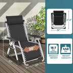 NAIZEA 2 Pack Zero Gravity Chair, Foldable Portable Lawn Recliner with Cushion, Headrest, Cup Holder, Black