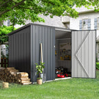 YODOLLA Outdoor Storage Shed, 3 x 7 Ft Bike Sheds & Outdoor Storage, Small Metal Outdoor Storage Cabinet for Garden