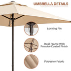 Pellebant 6 Pcs Metal & Glass Patio Dinning Set and Umbrella in Beige