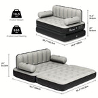 Inflatable Air Sofa Bed 2-in-1 Backrest Couch Airbed With Headboard And Pump Convertible Blow Up Bed Mattress For Home, Camping, And Guests, Living Room Furniture, Queen Size