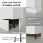 Madesa Hazel Kitchen Storage Base Cabinet with 3 Drawers 23 Inch Wide Engineered Wood Painted Finish Floor Mount Removable Plinth - White
