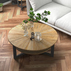Round Coffee Table with Solid Wood Storage Circle Center Table Rustic Wood Coffee Table Wood N/A Rustic Wood Coffee Tables, End Tables