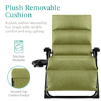 Best Choice Products Oversized Zero Gravity Chair, Folding Recliner w/ Removable Cushion, Side Tray - Fossil Gray