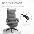 Office Chair Vinsetto 360�� Swivel Executive Home Office Chair Adjustable Height Linen Style Fabric Recliner with Retractable Footrest and Double Padding, Grey,Ergonomic Office Chair
