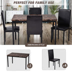 5 Piece Dining Room Table Set, Modern Dining Table Sets with Gray Velvet Upholstered Chairs for 4, Faux Marble Pattern Rectangle Kitchen Table Set for Bar Living Room Breakfast Nook Small Space