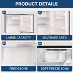 Freezer 1.7 Cu ft Single Door Mini Fridge, grey, New