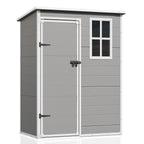 UDPATIO Outdoor Storage Shed 5x3 FT, Resin Garden Shed for Backyard, Patio, Lawn, Grey & White