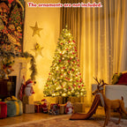 Costway 7ft Pre-lit Hinged Christmas Tree w/ Remote Control & 9 Lighting Modes