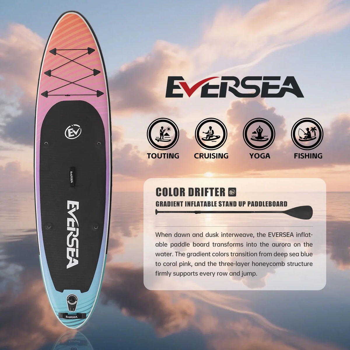 MSEASFREE 10' Inflatable Stand up Paddle Board,with Premium SUP Paddle Board Accessories,Non-Slip Comfort Deck for Youth & Adults