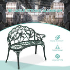 Ktaxon Outdoor Patio Park Garden Bench Courtyard Leisure Rose Cast Aluminum, Outdoor Loveset, Bronze