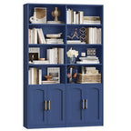Homfa 73�� Tall Bookcases with Doors, 8 Cubes 6-Tier Double Row Bookshelf, White Bookcase for Living Room Home Office