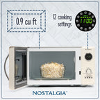 Nostalgia Retro Microwave for Countertop 0.9 cu ft Vintage Microwave, Ivory