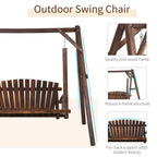 Outsunny Wooden Swing Bench, Garden Swing Chair, Brown
