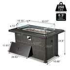 HOMREST Propane Fire Pit Table, 44 Inch 50,000 BTU Auto-Ignition Gas Fire Pit Table Rectangular /w Glass Wind Guard, Wood Plastic Composites Tabletop, CSA Certification Firepit for Outdoor Patio Lawn