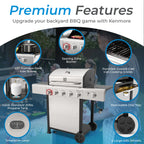 Kenmore BBQ Propane Gas Grill - 5 Burners with Side Burner & Searing Zone, 644 Sq. In. Stainless Steel Grill, 66,000 BTU, Ideal for Outdoor Cooking, Patio & Backyard, Black
