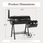 Alpha Joy Heavy Duty BBQ Charcoal Grill with Offset Smoker Overlarge 941 sq.in. Cooking Area