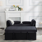 Gewnee 55'' Modern Convertible Velvet Sofa Bed with Pull-Out Twin Bed, Adjustable Backrest for Living Room, Office (Dark Gray)