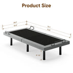 Raffle Pinker Adjustable Bed Frame Twin Size Power Bed Base Frame with Massage,Silent Dual Motors,Head & Foot Incline