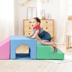 Soft Climbing Indoor Set, Foam Climbing Blocks for Toddlers, Climbing, and Sliding Activity Play Set,4PCS